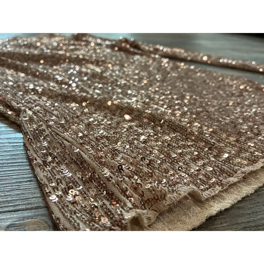 NWT Free People Intimately Small Champagne Sequins Long Sleeve Top Date Night